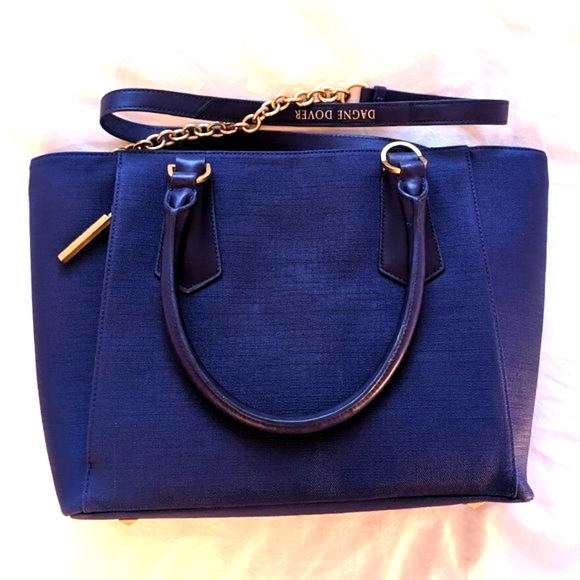 Dagne Dover Tote Blue with crossbody special strap, dust bag, keychain, etc - Picture 4 of 10